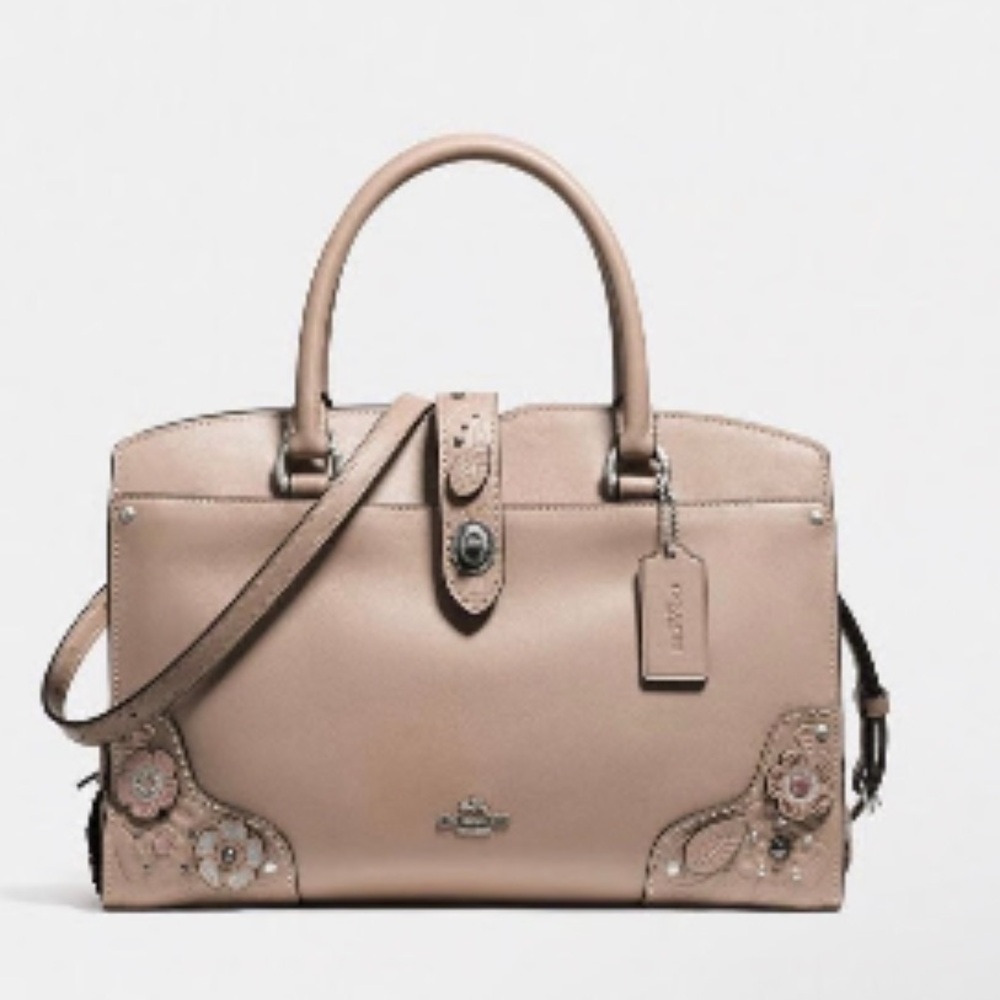 RARE VINTAGE: Coach Floral Embossed Mercer Satchel with Detachable Strap